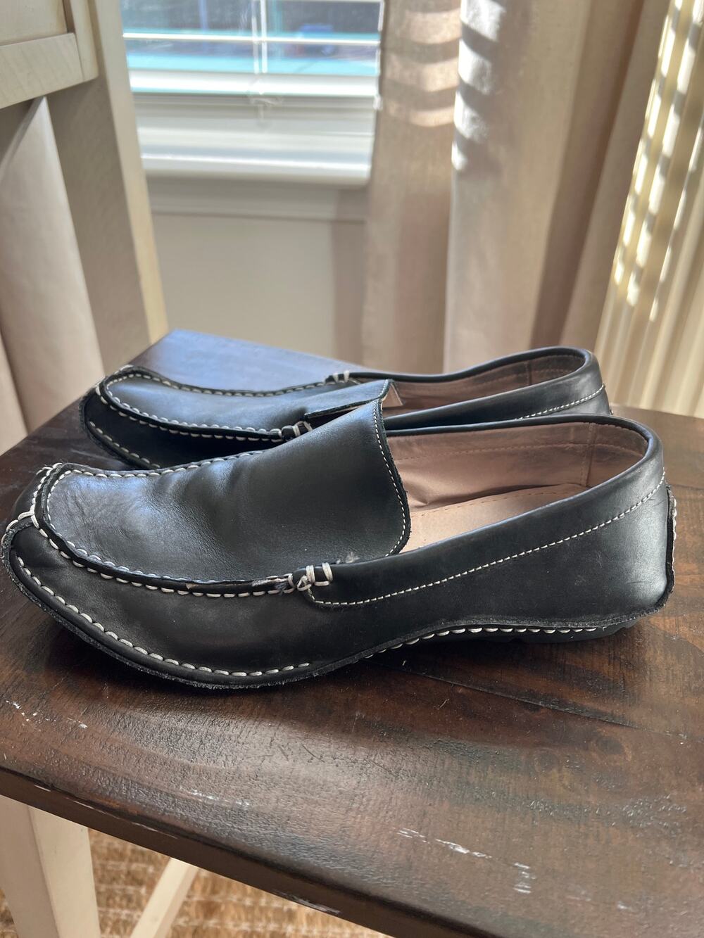 Varese size 10 men’s black square toe loafers shoes